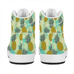 Tropical Vintage Pineapple Pattern Print High Top Leather Sneakers