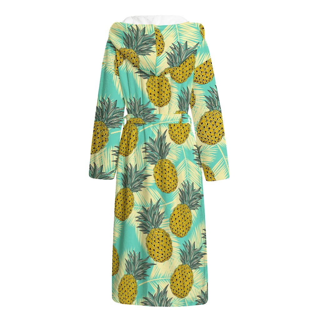 Tropical Vintage Pineapple Pattern Print Hooded Bathrobe