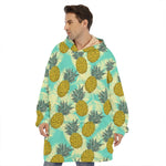 Tropical Vintage Pineapple Pattern Print Hoodie Blanket