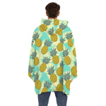 Tropical Vintage Pineapple Pattern Print Hoodie Blanket