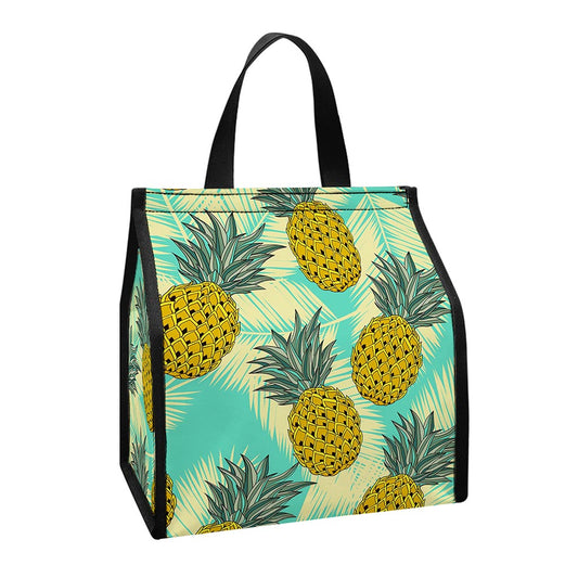 Tropical Vintage Pineapple Pattern Print Insulated Lunch Tote