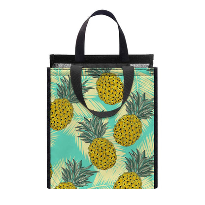 Tropical Vintage Pineapple Pattern Print Insulated Lunch Tote