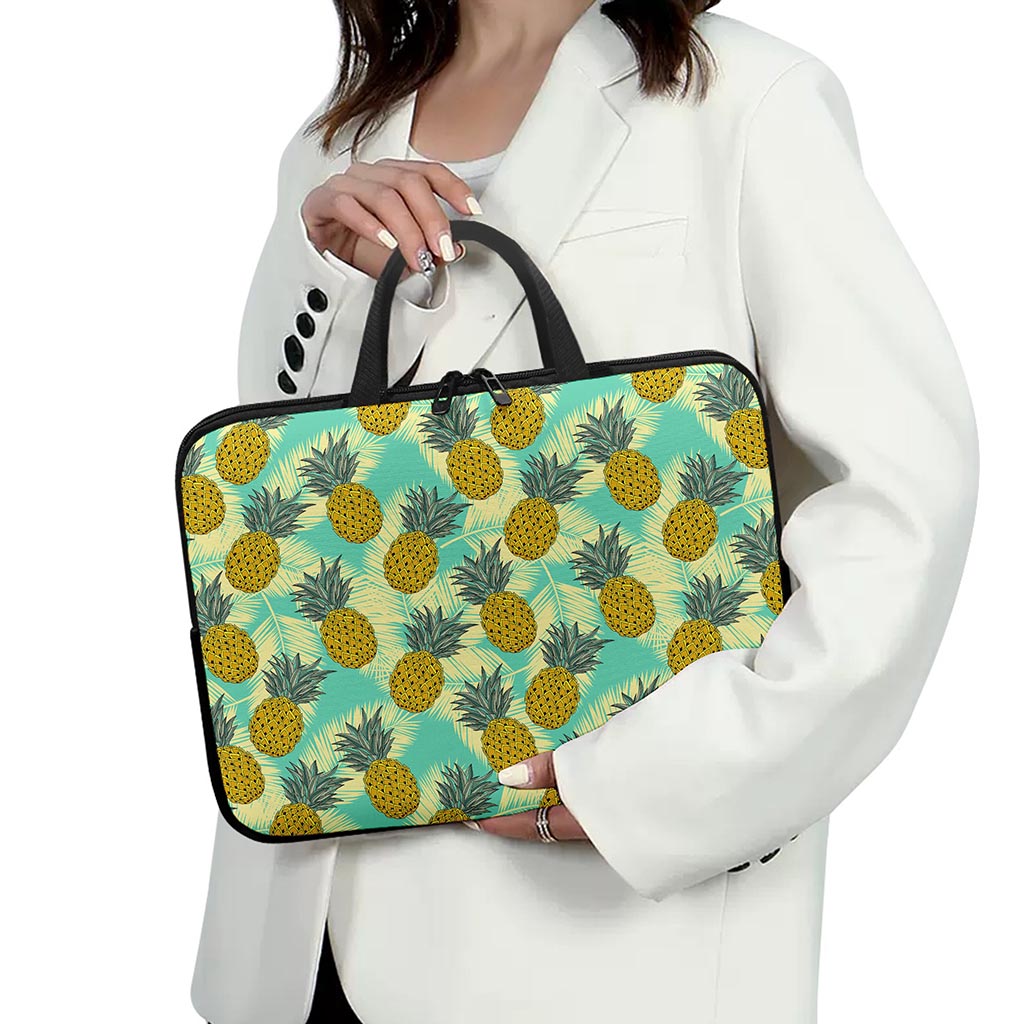 Tropical Vintage Pineapple Pattern Print Laptop Sleeve With Handle