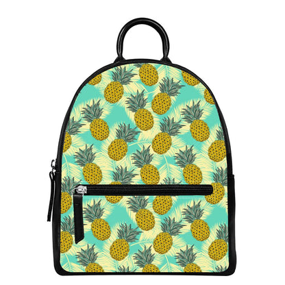 Tropical Vintage Pineapple Pattern Print Leather Backpack