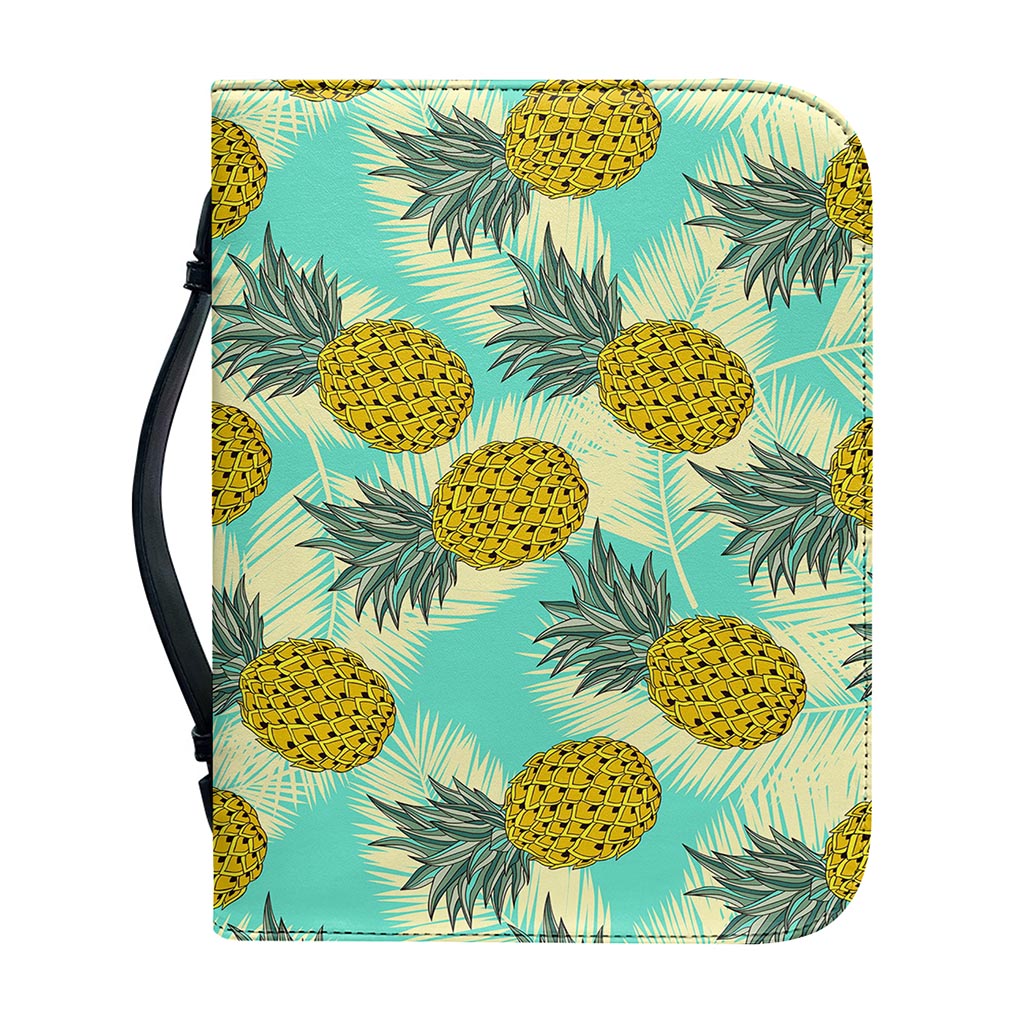 Tropical Vintage Pineapple Pattern Print Leather Bible Cover
