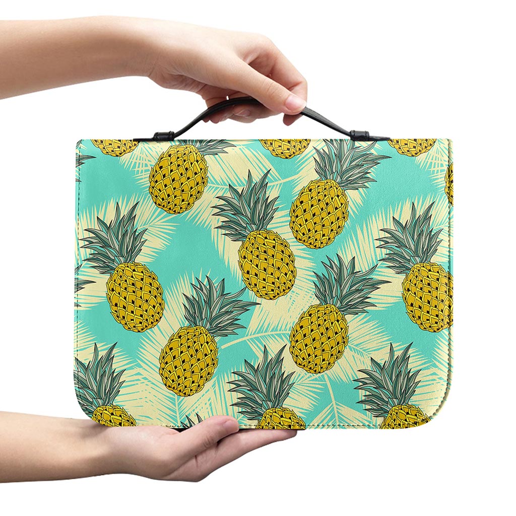 Tropical Vintage Pineapple Pattern Print Leather Bible Cover