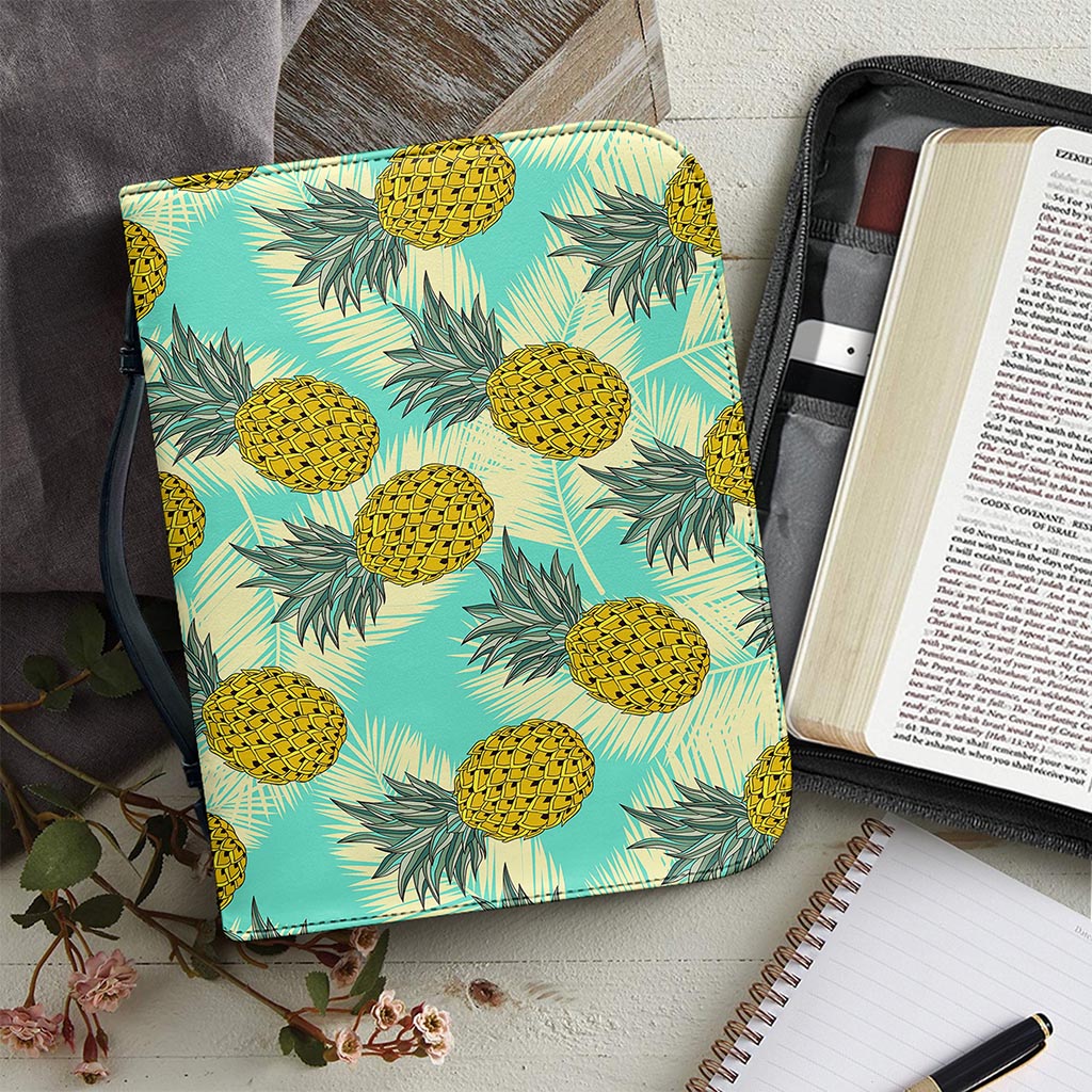 Tropical Vintage Pineapple Pattern Print Leather Bible Cover