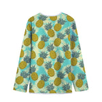 Tropical Vintage Pineapple Pattern Print Long Sleeve Short Coat