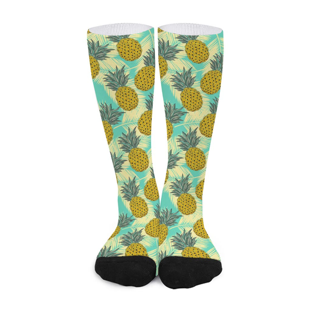 Tropical Vintage Pineapple Pattern Print Long Socks