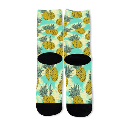 Tropical Vintage Pineapple Pattern Print Long Socks