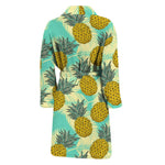 Tropical Vintage Pineapple Pattern Print Men's Bathrobe