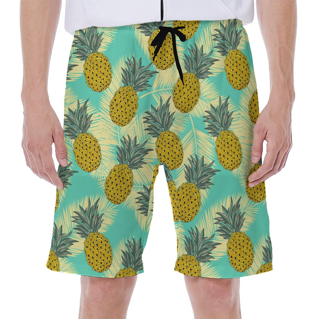 Tropical Vintage Pineapple Pattern Print Men's Beach Shorts