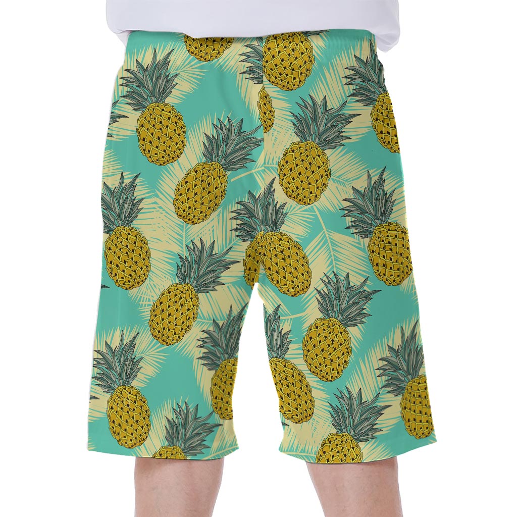 Tropical Vintage Pineapple Pattern Print Men's Beach Shorts