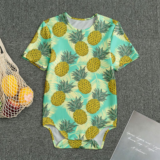 Tropical Vintage Pineapple Pattern Print Men's Bodysuit
