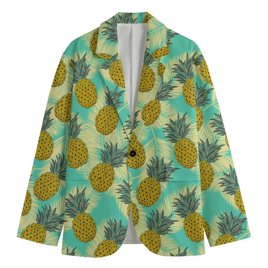 Tropical Vintage Pineapple Pattern Print Men's Cotton Blazer