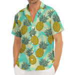 Tropical Vintage Pineapple Pattern Print Men's Deep V-Neck Shirt