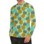 Tropical Vintage Pineapple Pattern Print Men's Long Sleeve Rash Guard