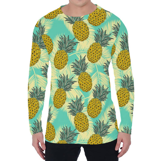 Tropical Vintage Pineapple Pattern Print Men's Long Sleeve T-Shirt