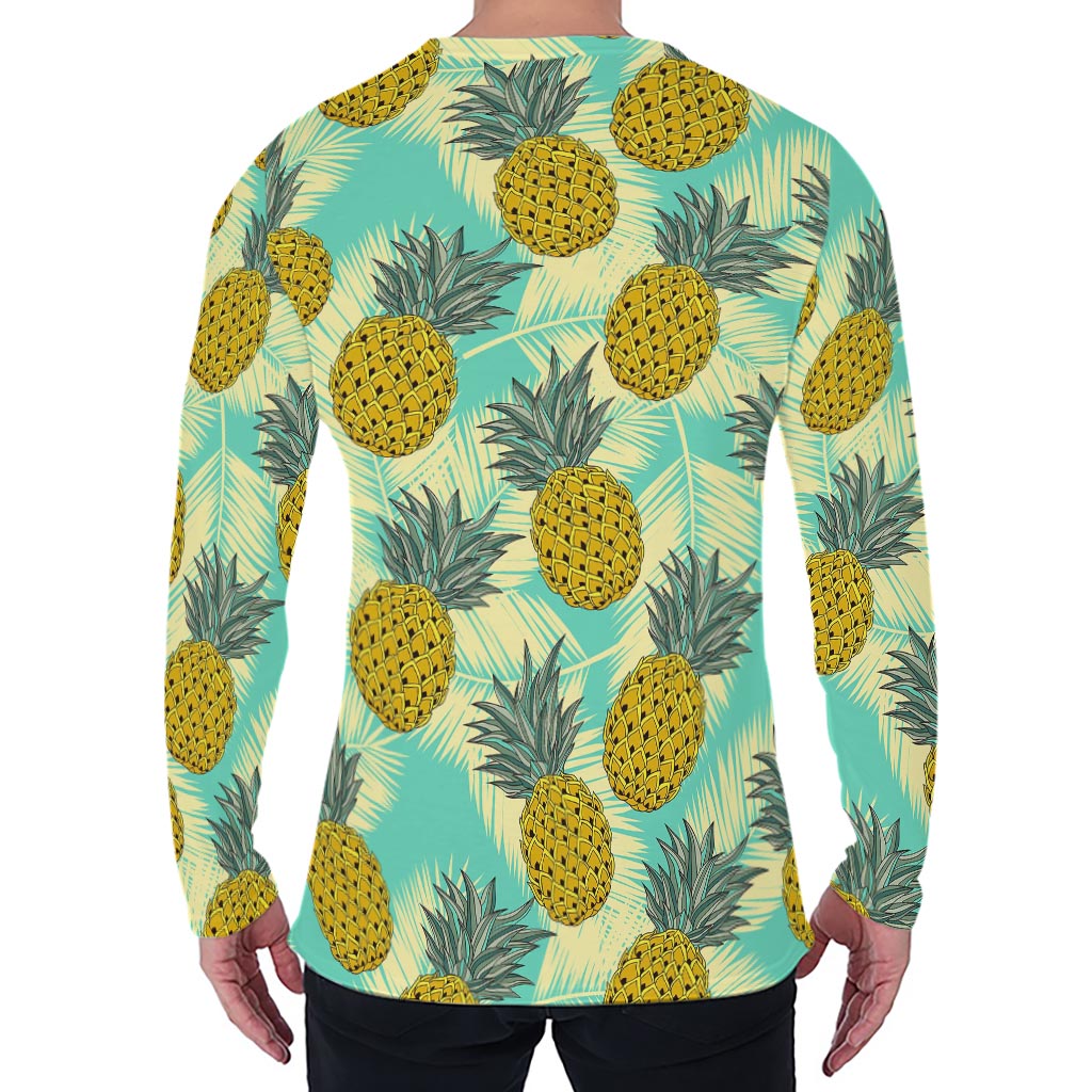 Tropical Vintage Pineapple Pattern Print Men's Long Sleeve T-Shirt