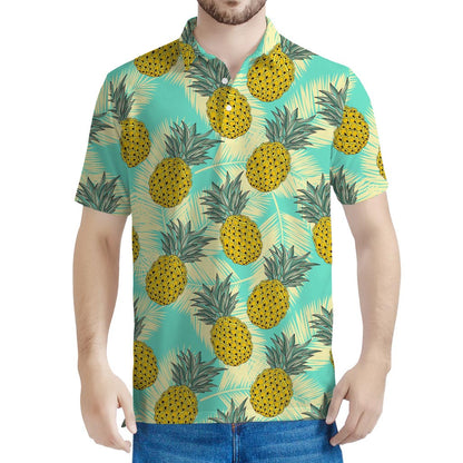 Tropical Vintage Pineapple Pattern Print Men's Polo Shirt