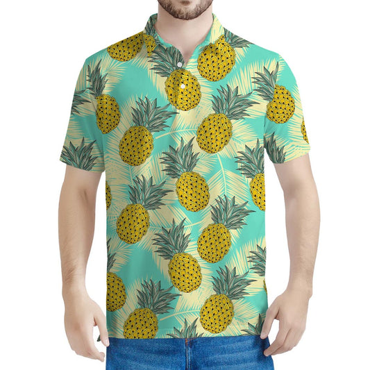 Tropical Vintage Pineapple Pattern Print Men's Polo Shirt