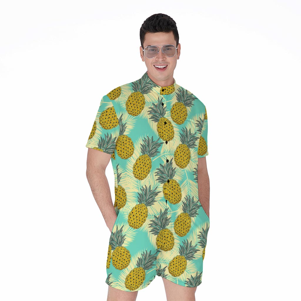 Tropical Vintage Pineapple Pattern Print Men's Rompers