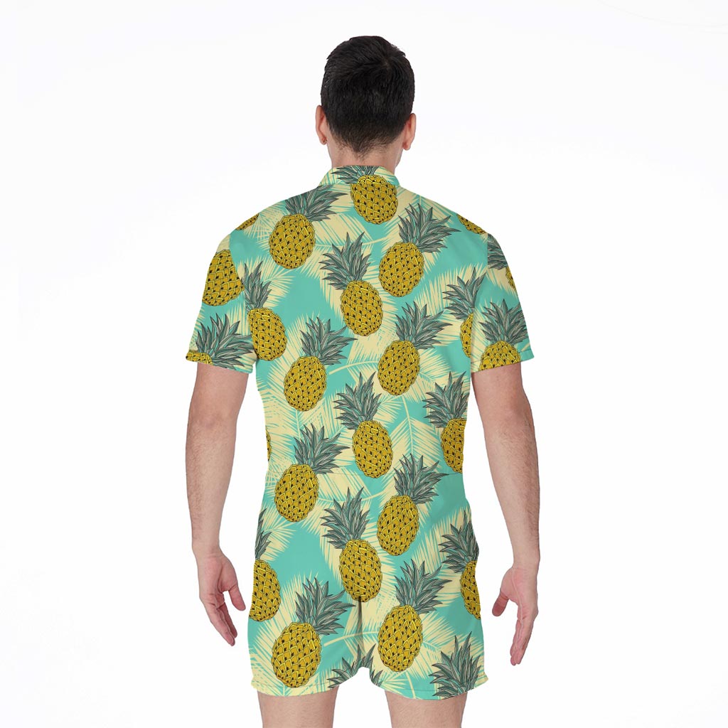 Tropical Vintage Pineapple Pattern Print Men's Rompers