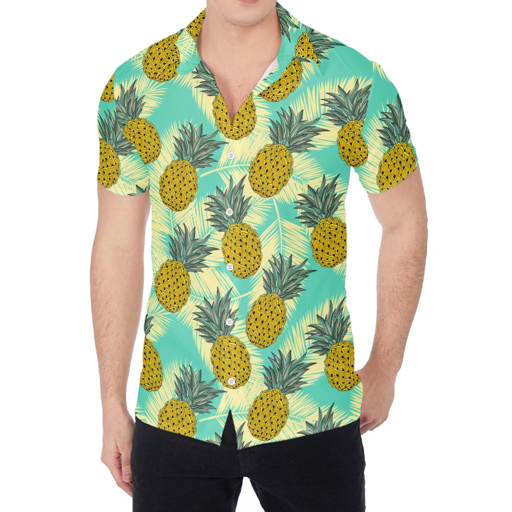 Tropical Vintage Pineapple Pattern Print Men's Shirt