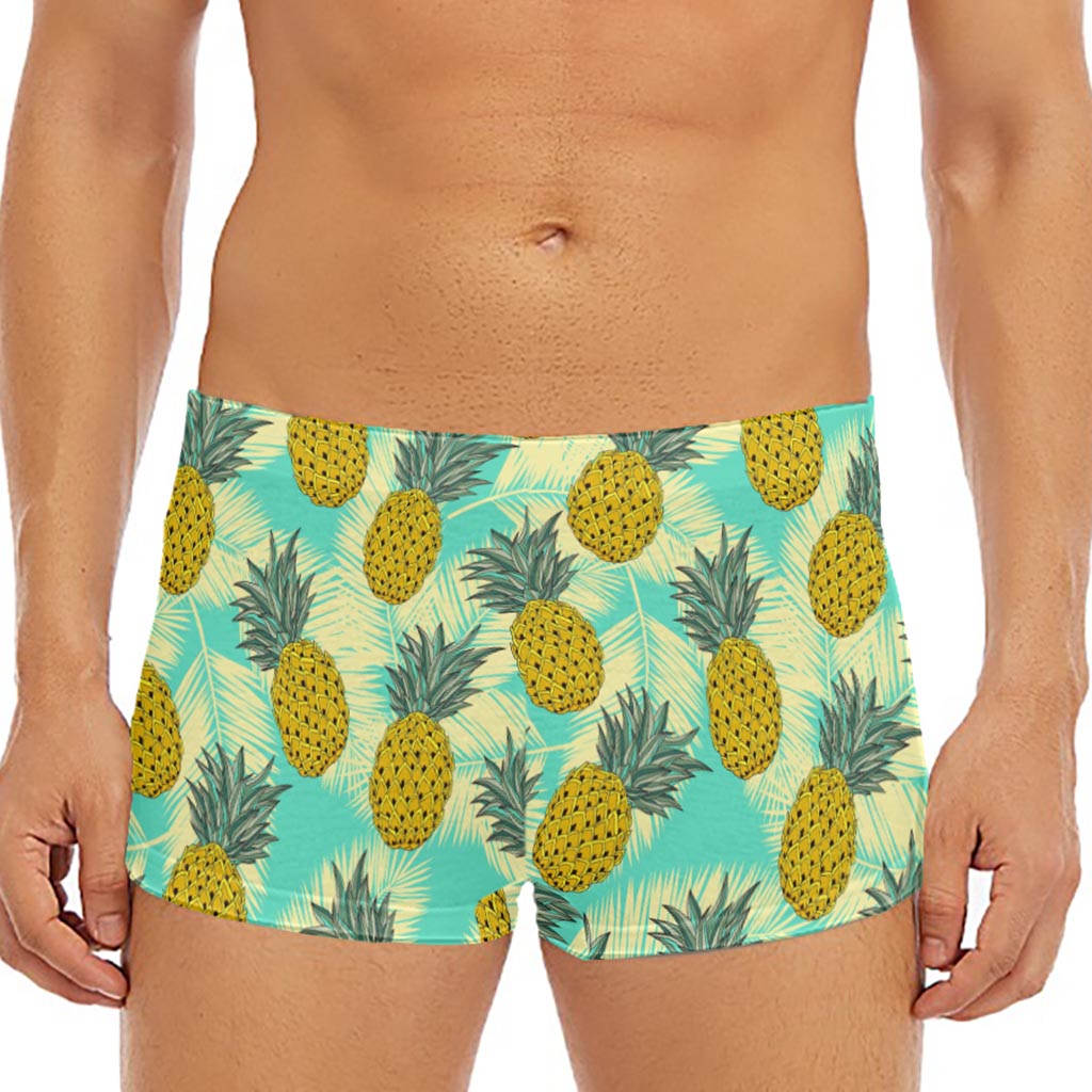 Tropical Vintage Pineapple Pattern Print Men's Short Boxer Briefs