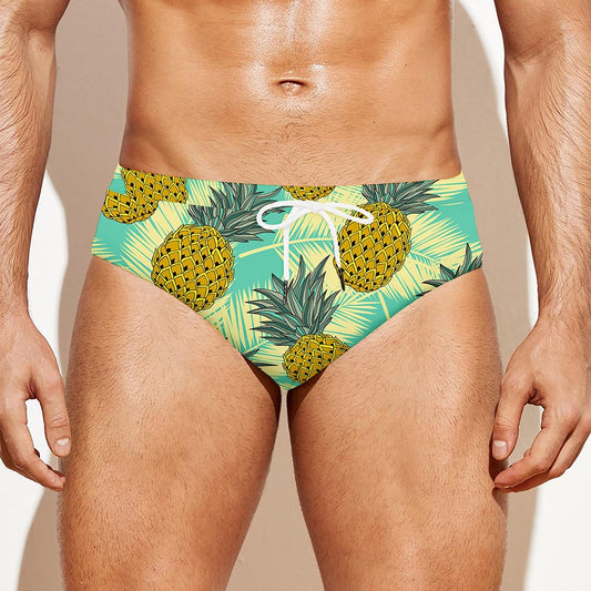 Tropical Vintage Pineapple Pattern Print Men's Swim Briefs