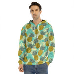 Tropical Vintage Pineapple Pattern Print Men's Velvet Pullover Hoodie
