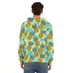 Tropical Vintage Pineapple Pattern Print Men's Velvet Pullover Hoodie