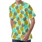 Tropical Vintage Pineapple Pattern Print Men's Velvet T-Shirt