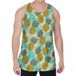 Tropical Vintage Pineapple Pattern Print Men's Velvet Tank Top