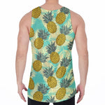 Tropical Vintage Pineapple Pattern Print Men's Velvet Tank Top
