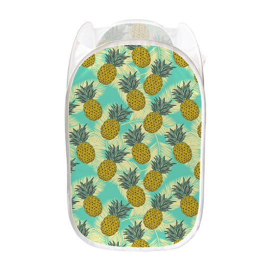 Tropical Vintage Pineapple Pattern Print Mesh Laundry Hamper