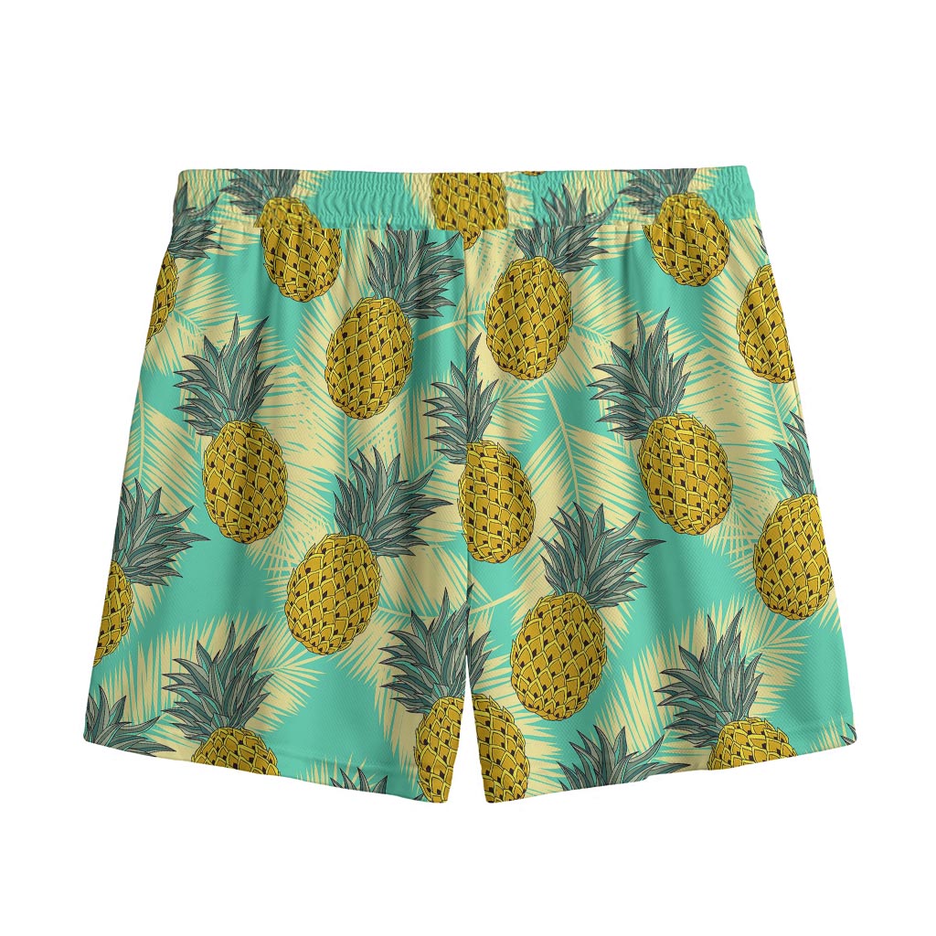 Tropical Vintage Pineapple Pattern Print Mesh Shorts