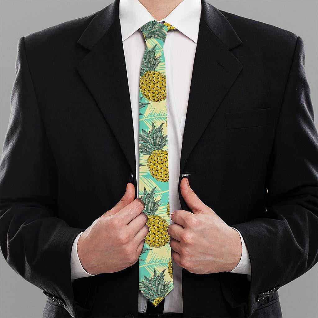 Tropical Vintage Pineapple Pattern Print Necktie