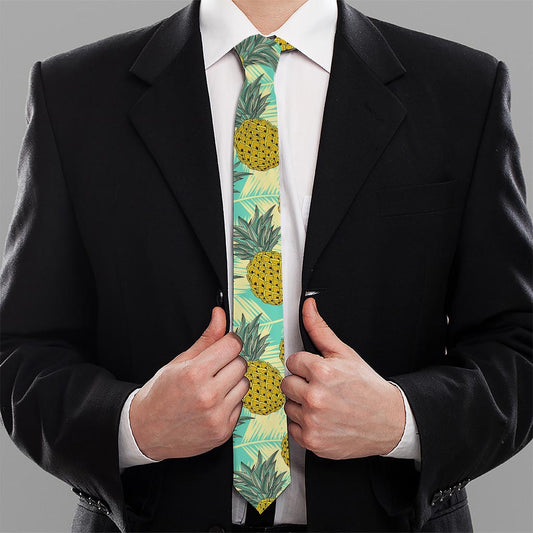 Tropical Vintage Pineapple Pattern Print Necktie