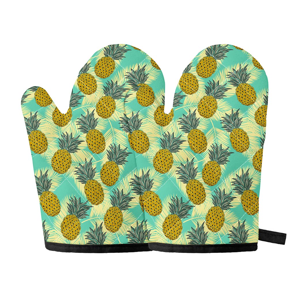 Tropical Vintage Pineapple Pattern Print Oven Mitts