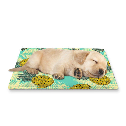 Tropical Vintage Pineapple Pattern Print Pet Cooling Mat Cover