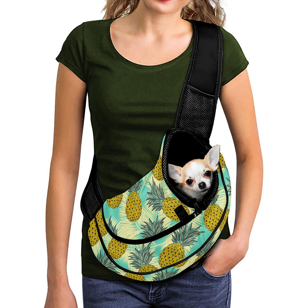 Tropical Vintage Pineapple Pattern Print Pet Sling Carrier