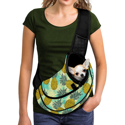 Tropical Vintage Pineapple Pattern Print Pet Sling Carrier