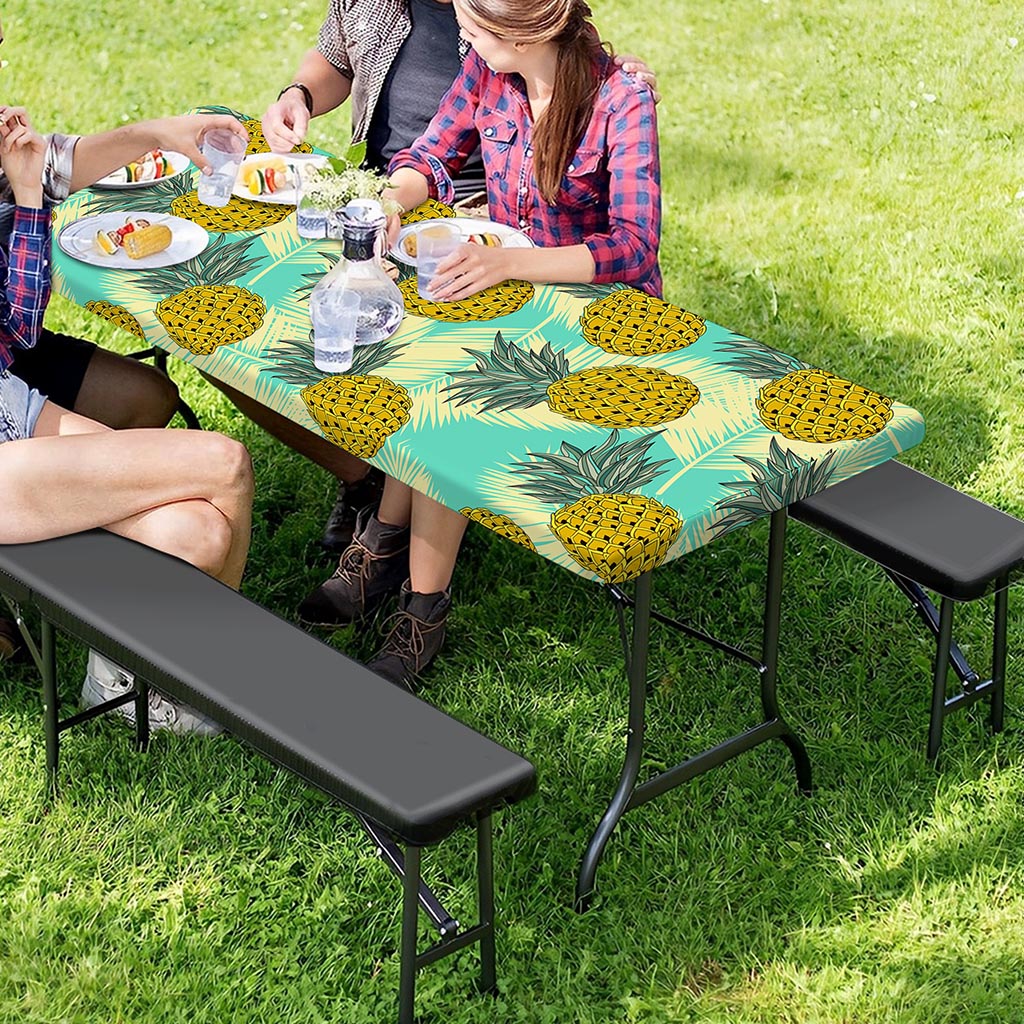 Tropical Vintage Pineapple Pattern Print Picnic Table Cover