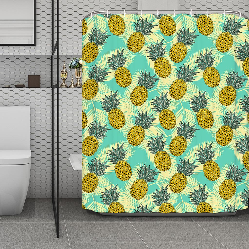 Tropical Vintage Pineapple Pattern Print Polyester Shower Curtain