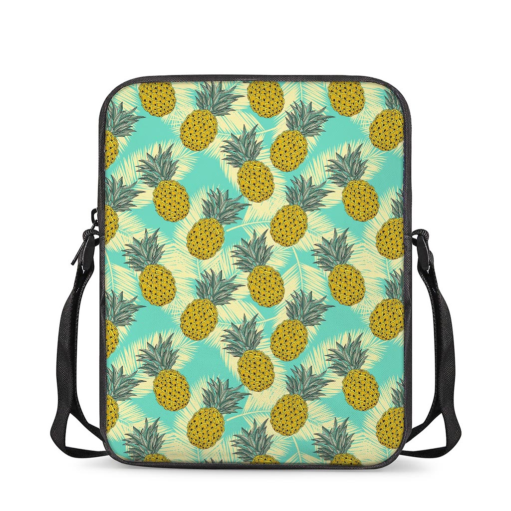Tropical Vintage Pineapple Pattern Print Rectangular Crossbody Bag
