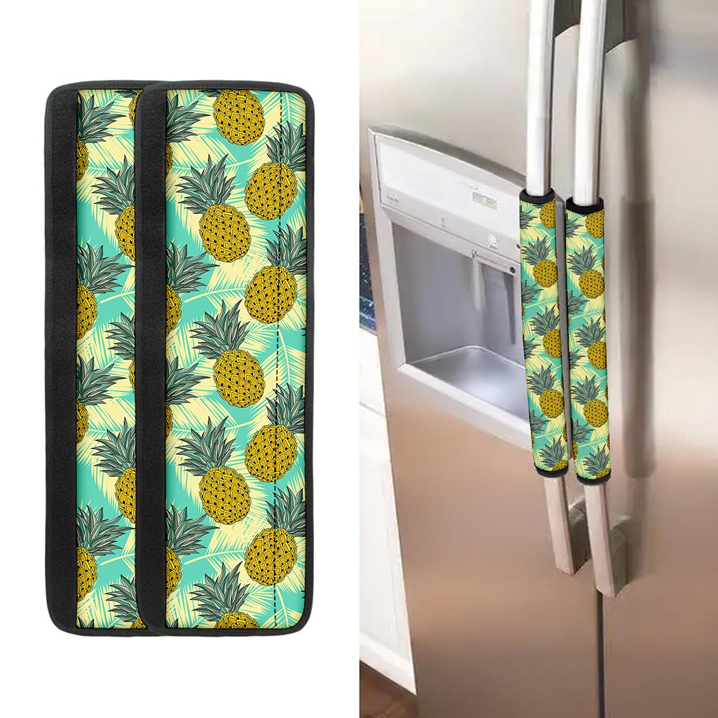Tropical Vintage Pineapple Pattern Print Refrigerator Handle Covers