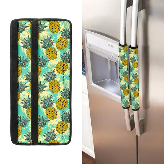 Tropical Vintage Pineapple Pattern Print Refrigerator Handle Covers