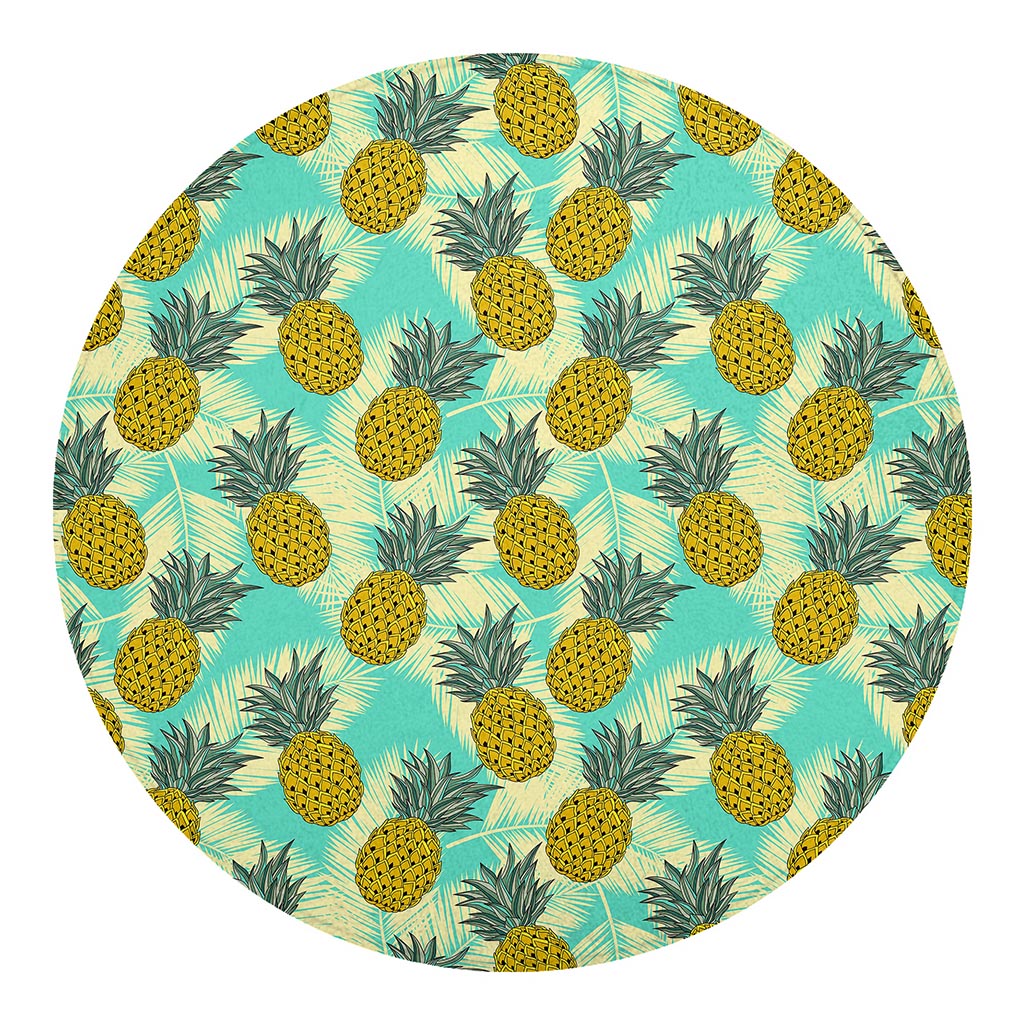 Tropical Vintage Pineapple Pattern Print Round Blanket