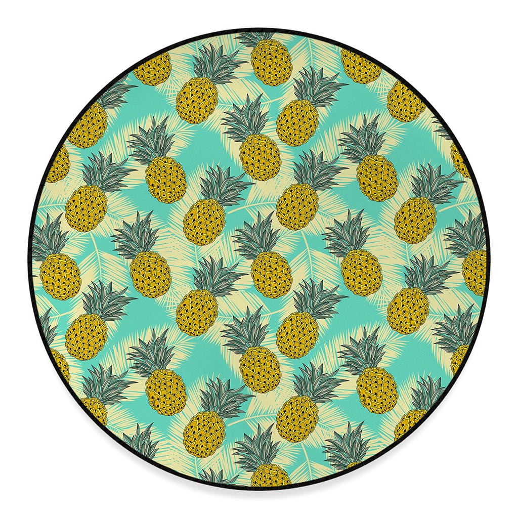 Tropical Vintage Pineapple Pattern Print Round Floor Mat
